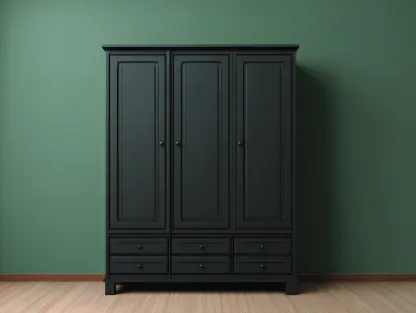 Armario de madera negro con 3 puertas y 6 cajones 135x65x205 cm - estilo clásico