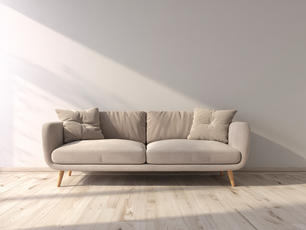 Sofá 2 plazas tapizado beige 180x85x80cm - estilo minimalista con patas de madera