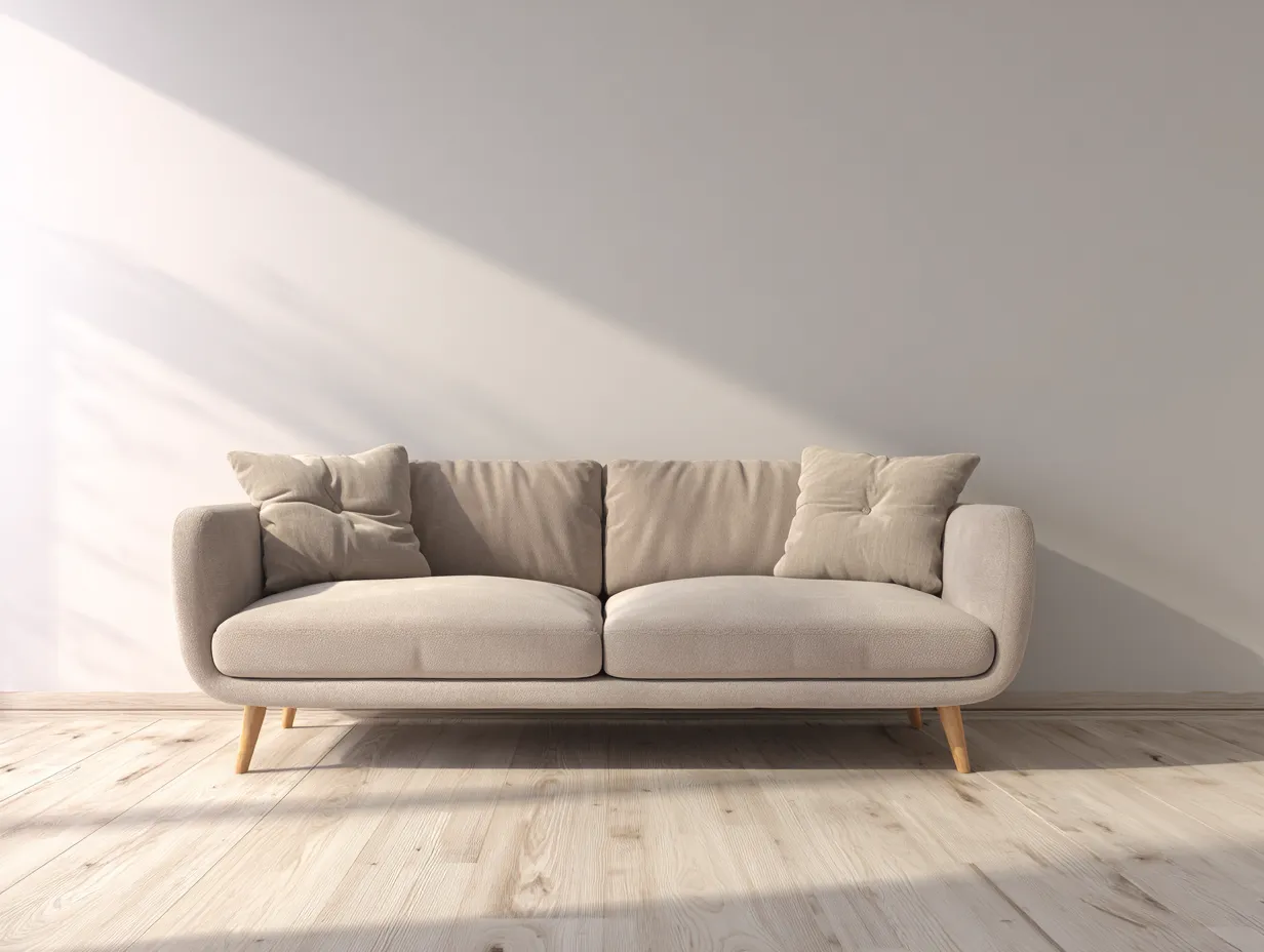Sofá 2 plazas tapizado beige 180x85x80cm - estilo minimalista con patas de madera