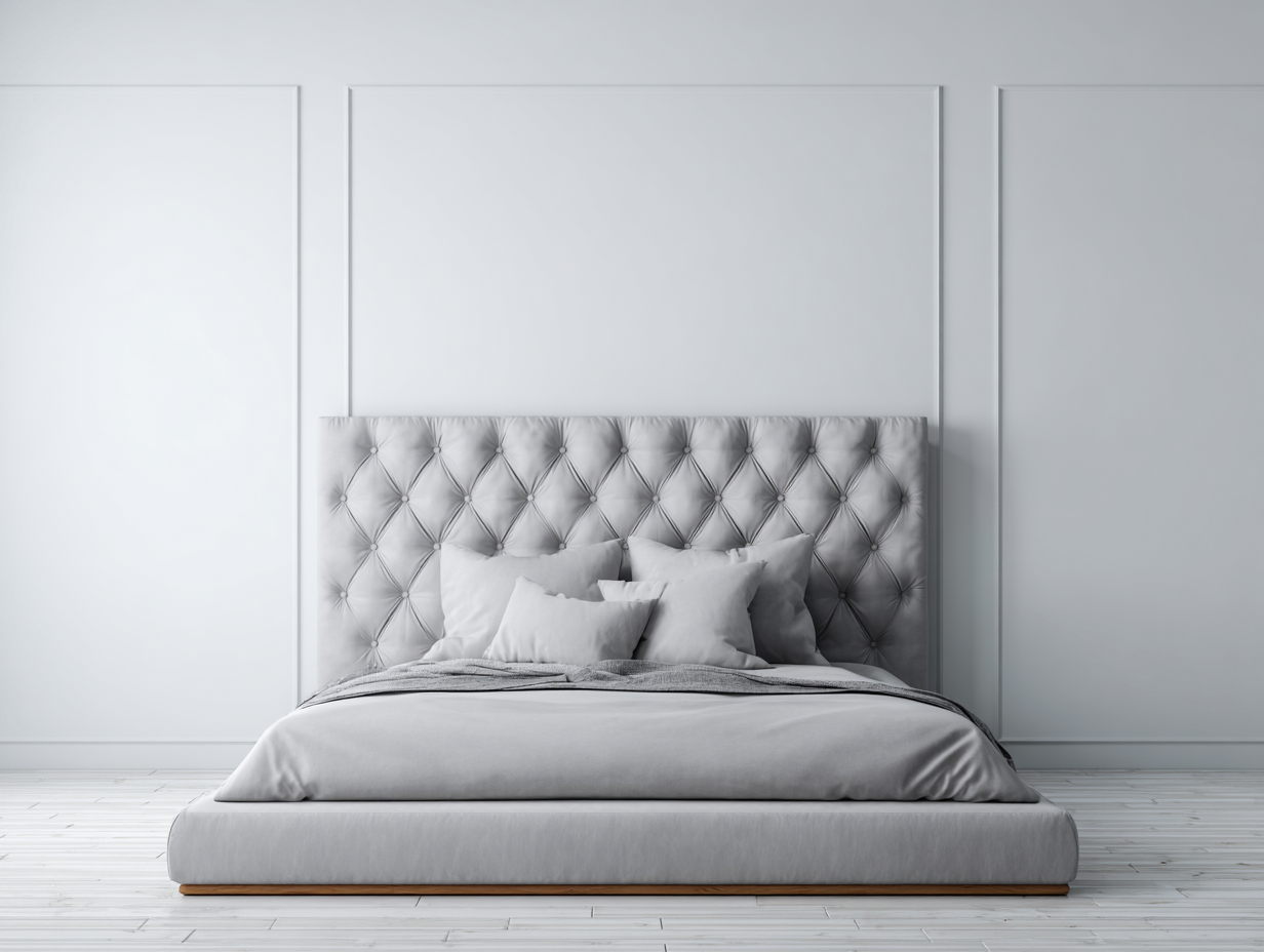 Cama doble tapizada 200x160x110 cm - gris claro - estilo moderno