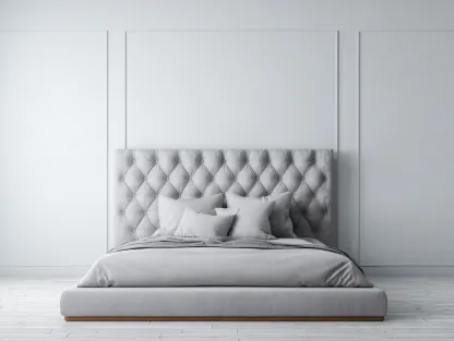 Cama doble tapizada 200x160x110 cm - gris claro - estilo moderno