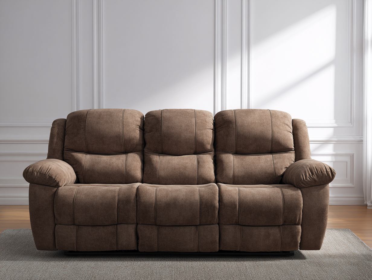 Sofá 3 plazas en tela 215x98x102 cm - marrón - diseño moderno