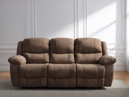 Sofá 3 plazas en tela 215x98x102 cm - marrón - diseño moderno