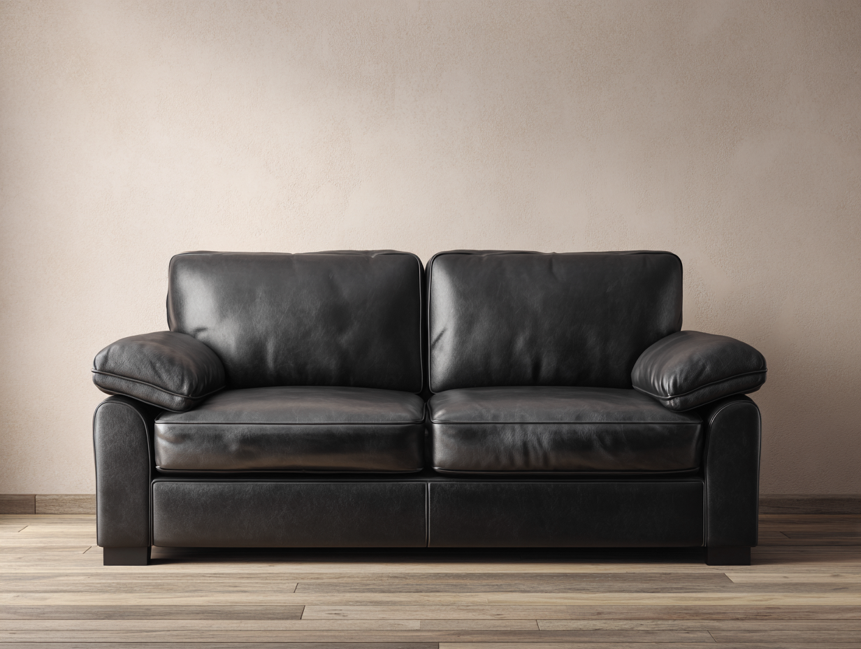 Sofá de dos plazas tapizado en cuero genuino 170x95x92 cm - estilo moderno