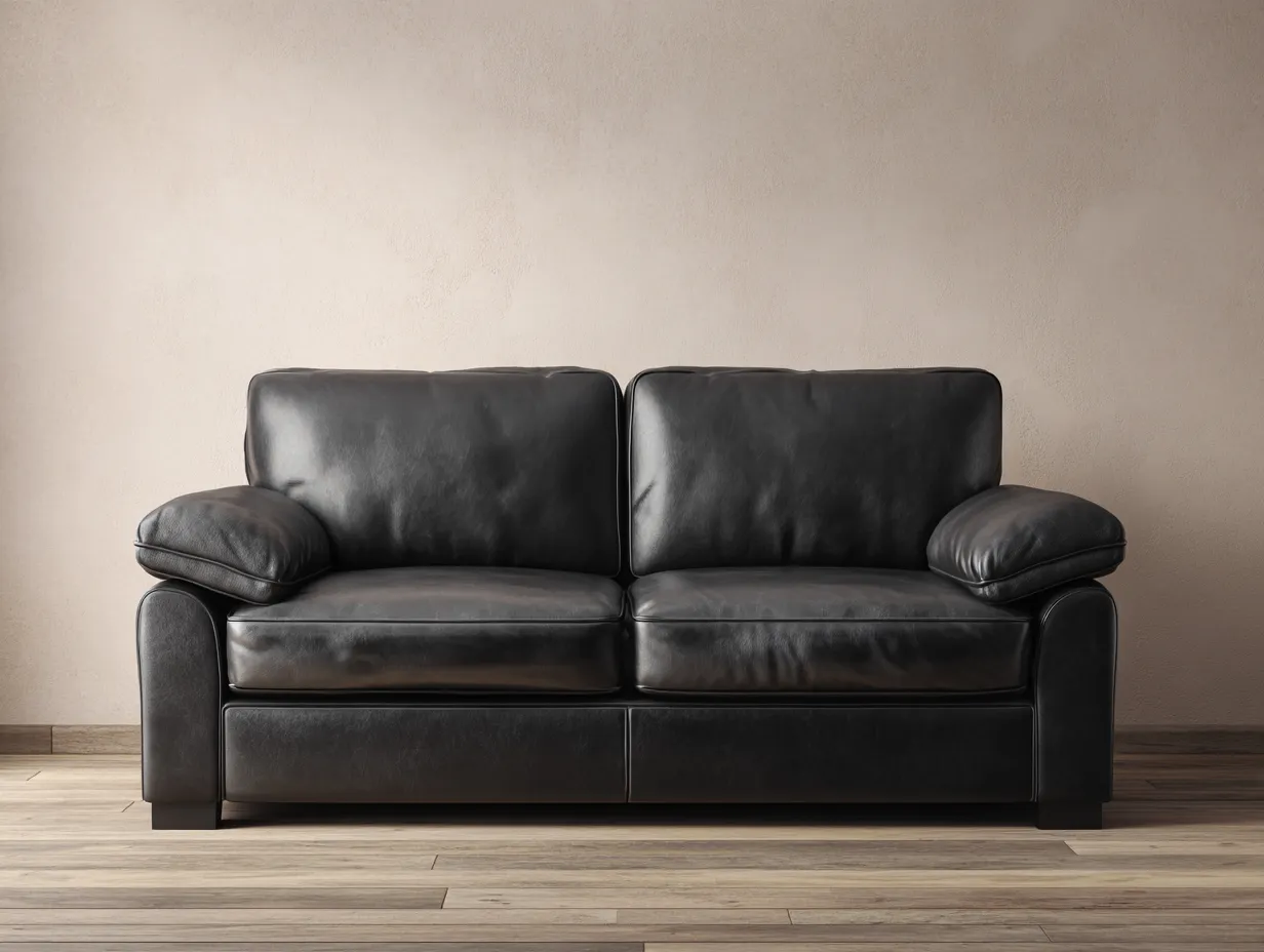 Sofá de dos plazas tapizado en cuero genuino 170x95x92 cm - estilo moderno