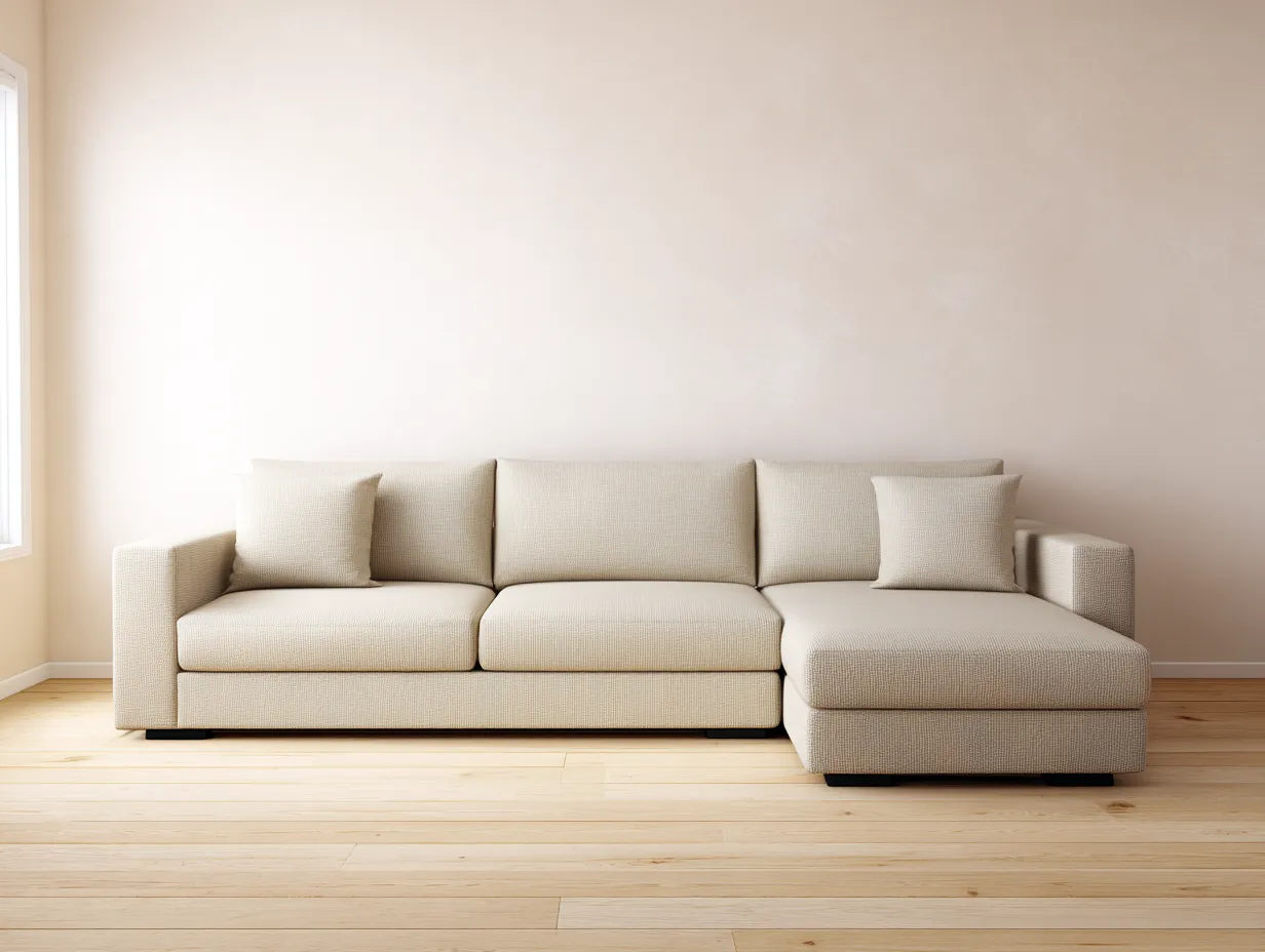 Sofá rinconera de tela 280x180x85cm - beige claro - estilo moderno minimalista