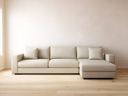 Sofá rinconera de tela 280x180x85cm - beige claro - estilo moderno minimalista