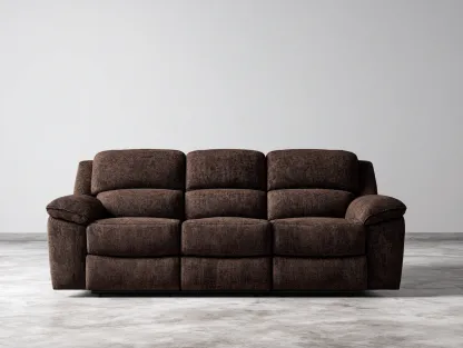 Sofá de 3 plazas en tela 215x98x102cm - color marrón oscuro - diseño moderno