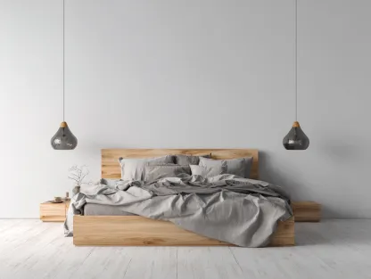 Cama doble de roble macizo 200x160x100 cm - madera natural - diseño moderno minimalista