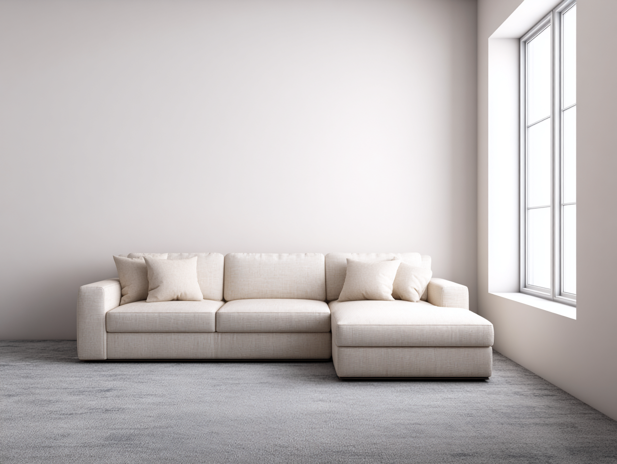 Sofá rinconera de tela 280x180x90 cm - beige - diseño moderno y modular