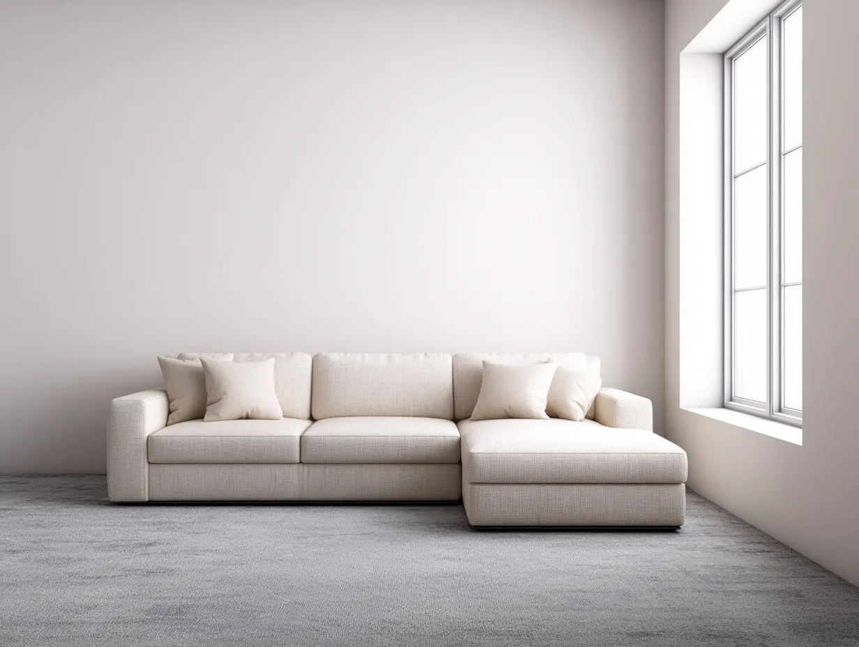 Sofá rinconera de tela 280x180x90 cm - beige - diseño moderno y modular