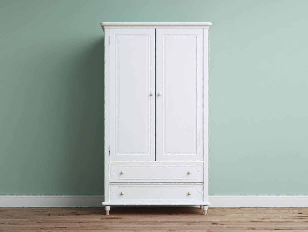 Armario de 2 puertas con 2 cajones 100x55x190 cm - blanco - estilo clásico funcional