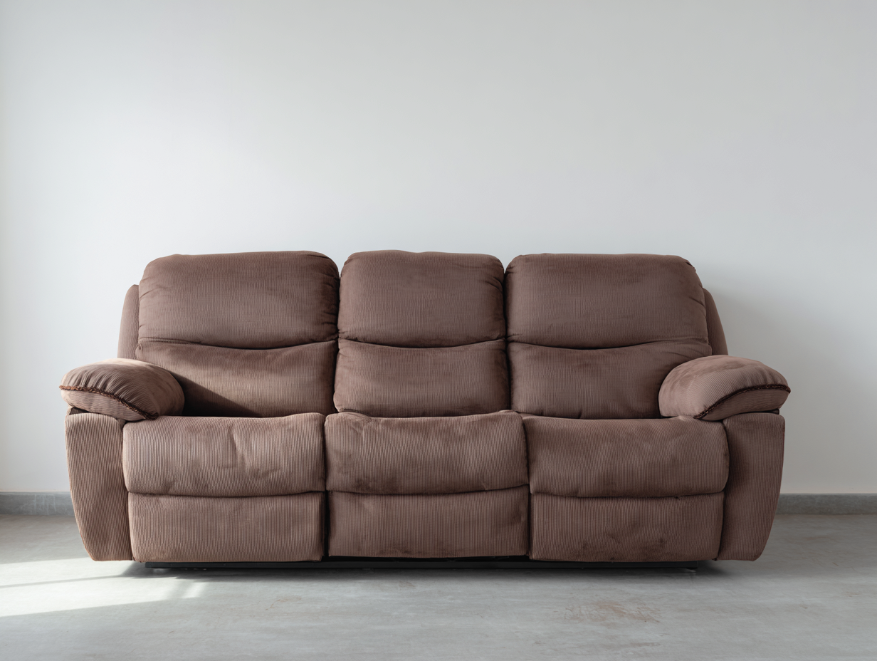 Sofá 3 plazas en tela 210x95x100 cm - marrón - estilo moderno cómodo