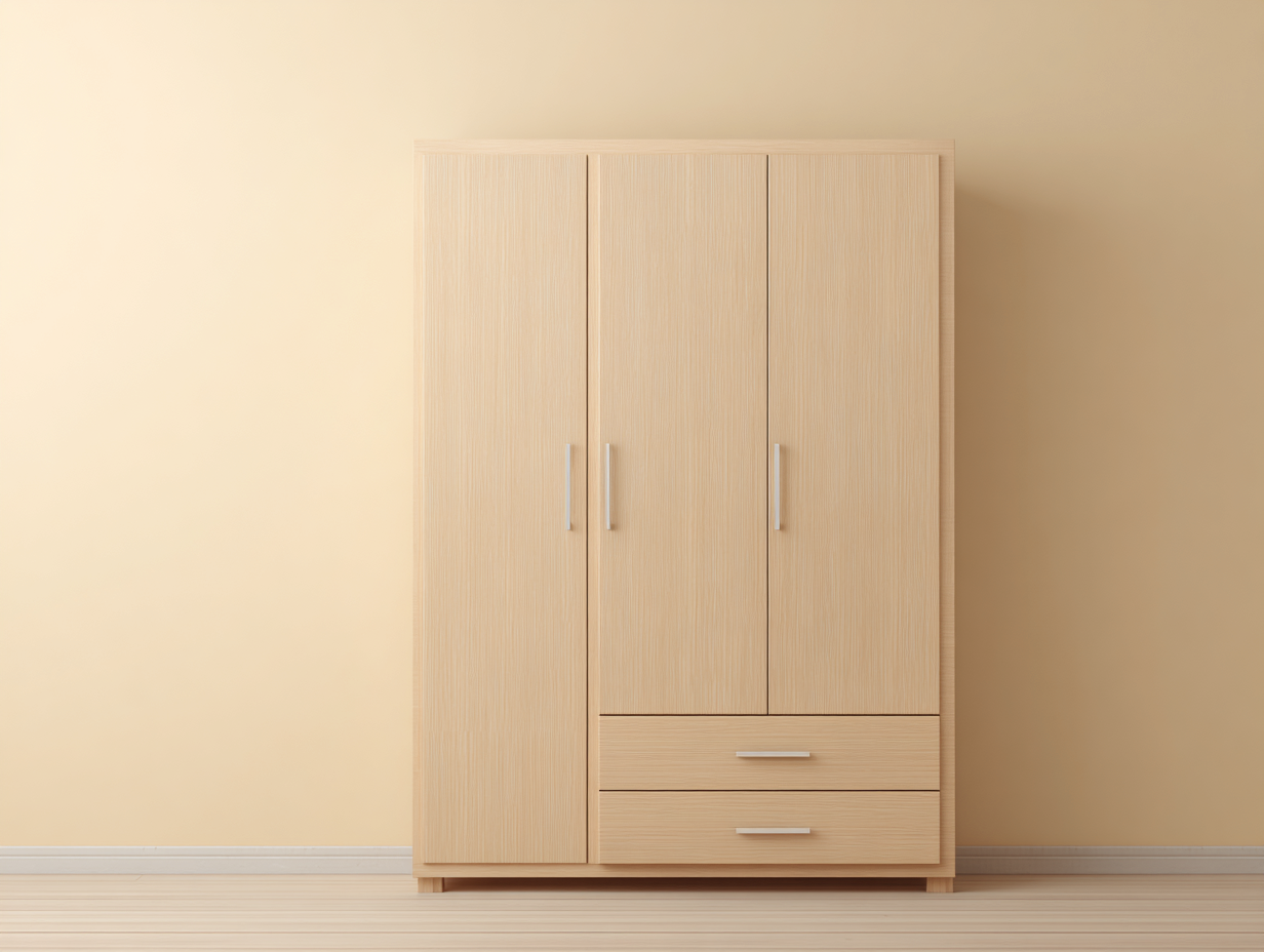 Armario de madera 120x55x185cm - color roble claro - estilo moderno funcional