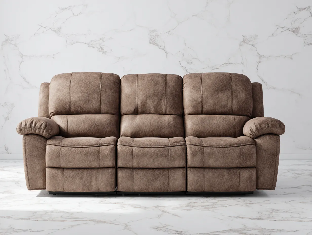 Sofá reclinable 3 plazas en tela 210x95x100 cm - marrón - diseño moderno y confortable