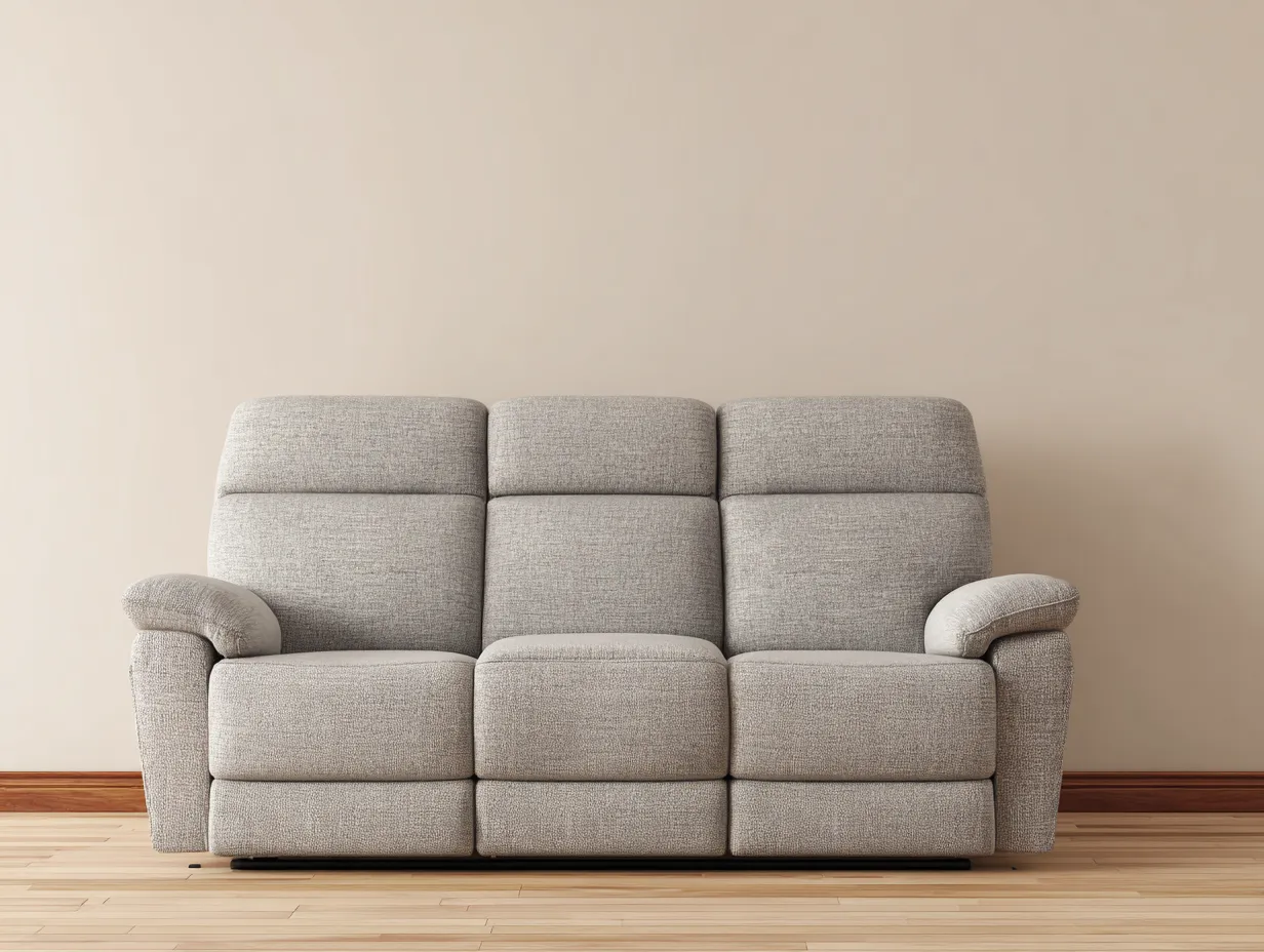 Sofá de 3 plazas tapizado en tela gris claro 210x95x100 cm - reposabrazos acolchados - diseño contemporáneo - listo para usar