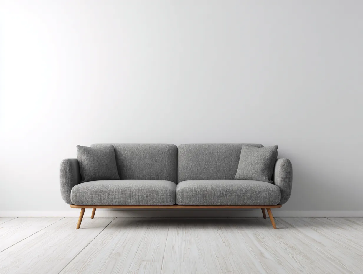 Sofá 3 plazas de tela 200x90x90 cm - gris - estilo escandinavo con patas de madera