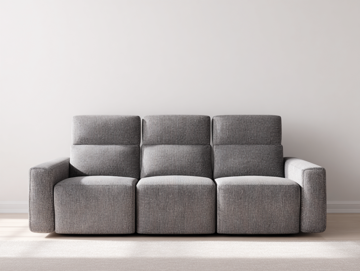 Sofá 3 plazas en tela 210x95x100 cm - gris - estilo moderno minimalista