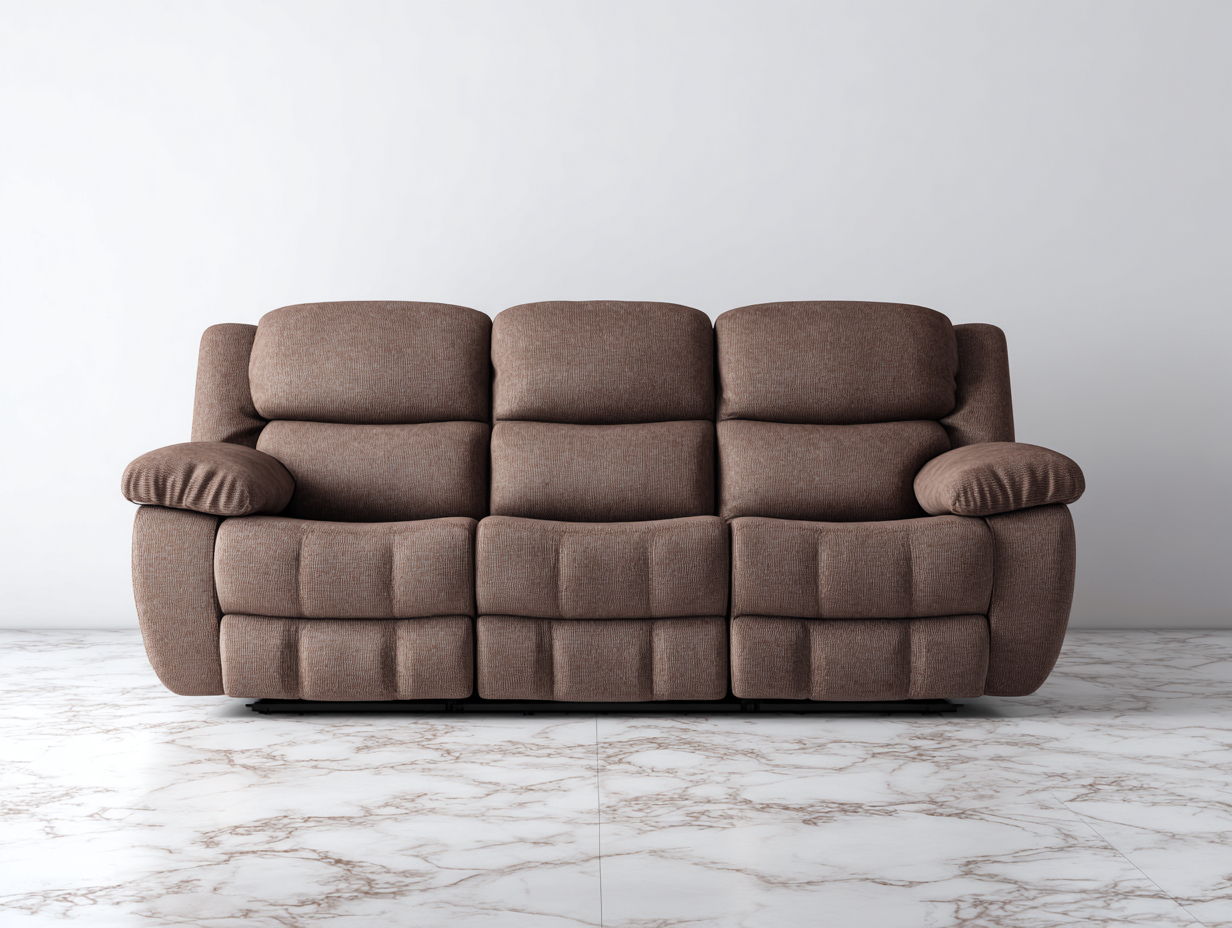 Sofá de 3 plazas - tela marrón - 210x95x102cm - estilo moderno para sala de estar