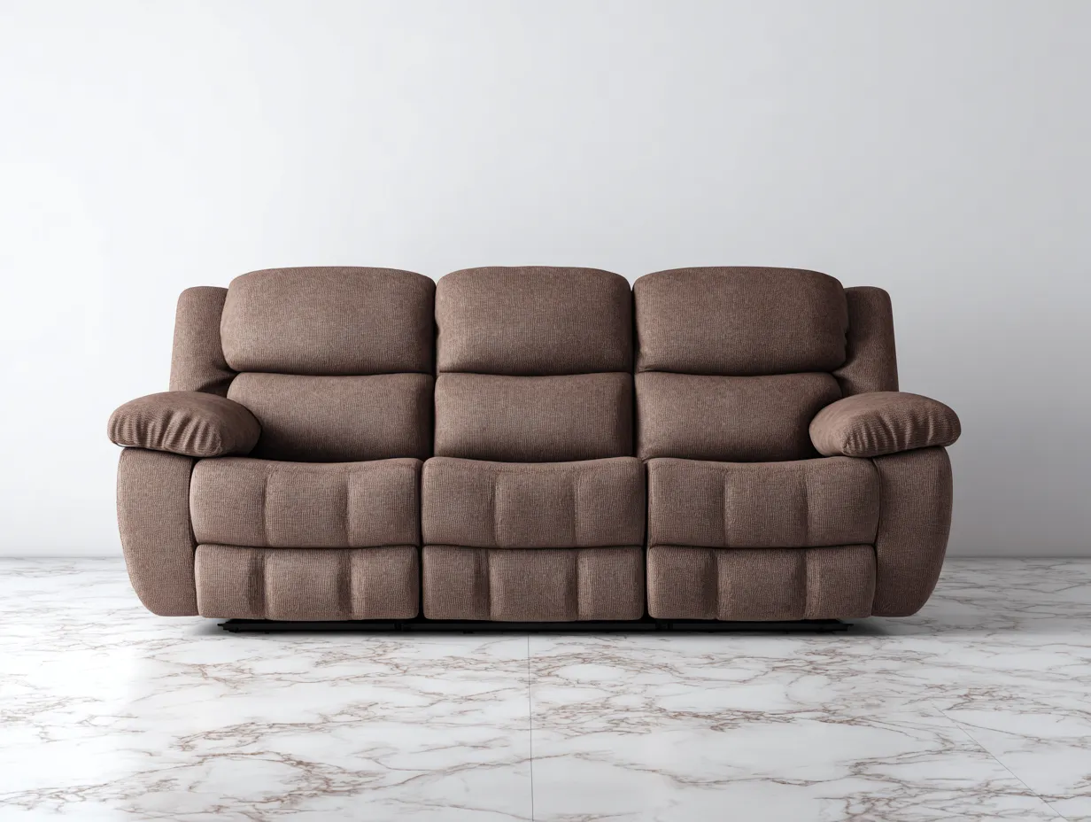 Sofá de 3 plazas - tela marrón - 210x95x102cm - estilo moderno para sala de estar