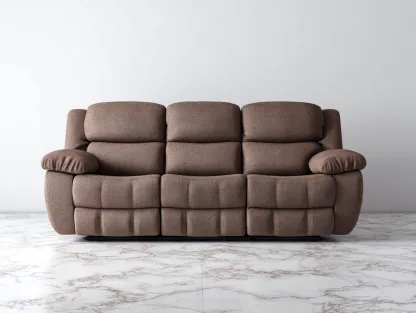 Sofá de 3 plazas - tela marrón - 210x95x102cm - estilo moderno para sala de estar