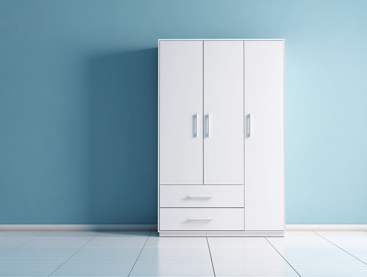 Armario de madera 3 puertas y 2 cajones 120x55x200 cm - blanco - estilo moderno