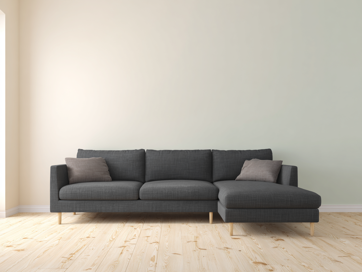 Sofá esquinero de tela 260x180x85 cm - gris oscuro - estilo escandinavo con chaise longue