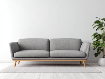 Sofá 3 plazas de tela 210x88x84cm - gris - estilo escandinavo con patas de madera