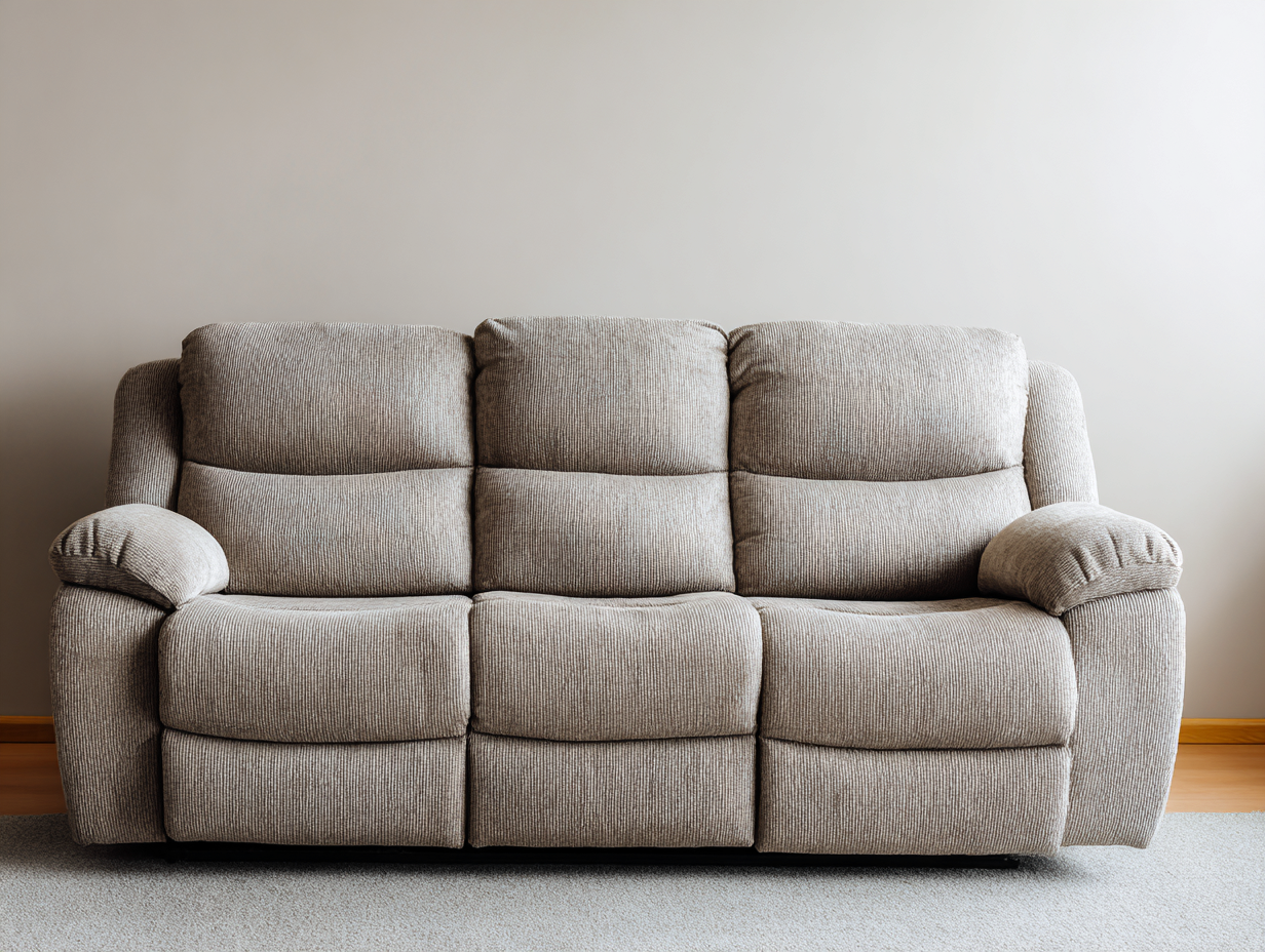 Sofá reclinable de tela 3 plazas 200x95x100 cm - gris medio - con reposabrazos acolchados