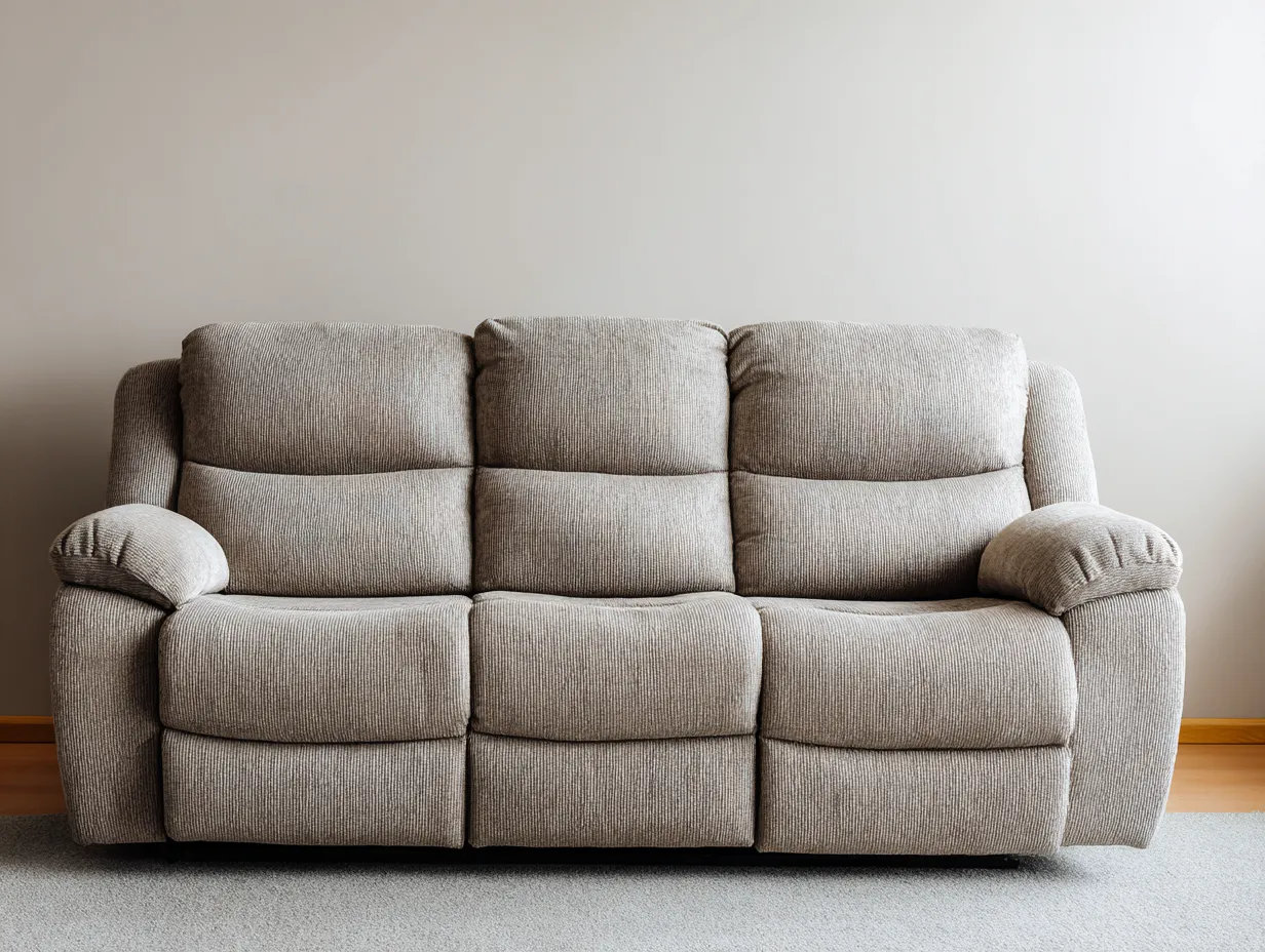 Sofá reclinable de tela 3 plazas 200x95x100 cm - gris medio - con reposabrazos acolchados