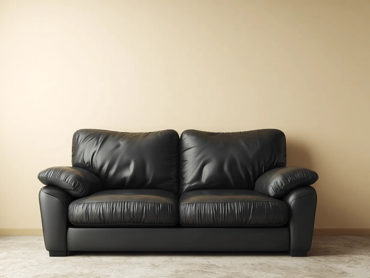 Sofá 2 plazas tapizado en piel sintética negra 165x95x90 cm - estilo clásico - acolchado cómodo