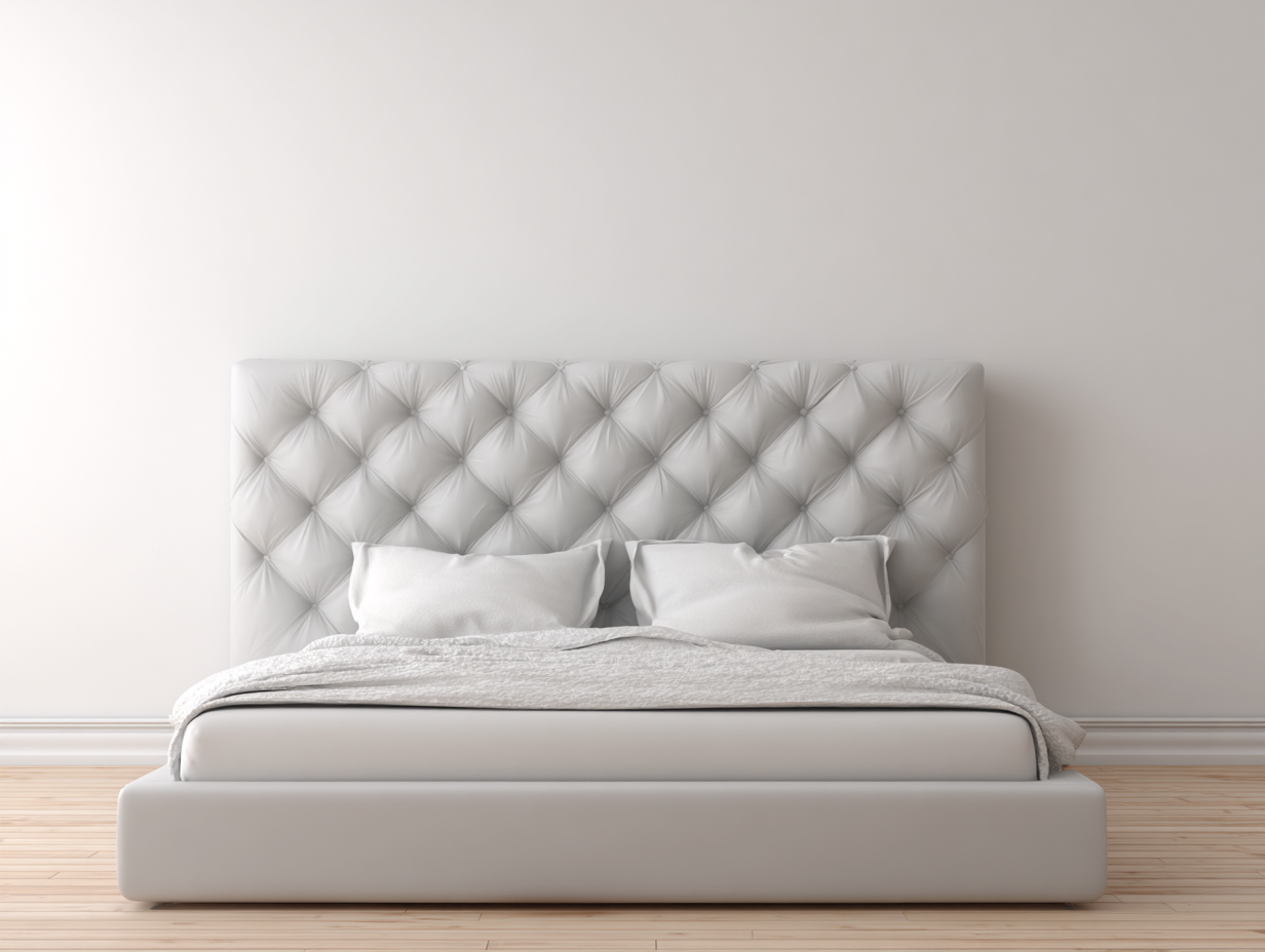 Cama doble tapizada 200x160x83cm - gris claro - estilo moderno con cabecero acolchado capitoné