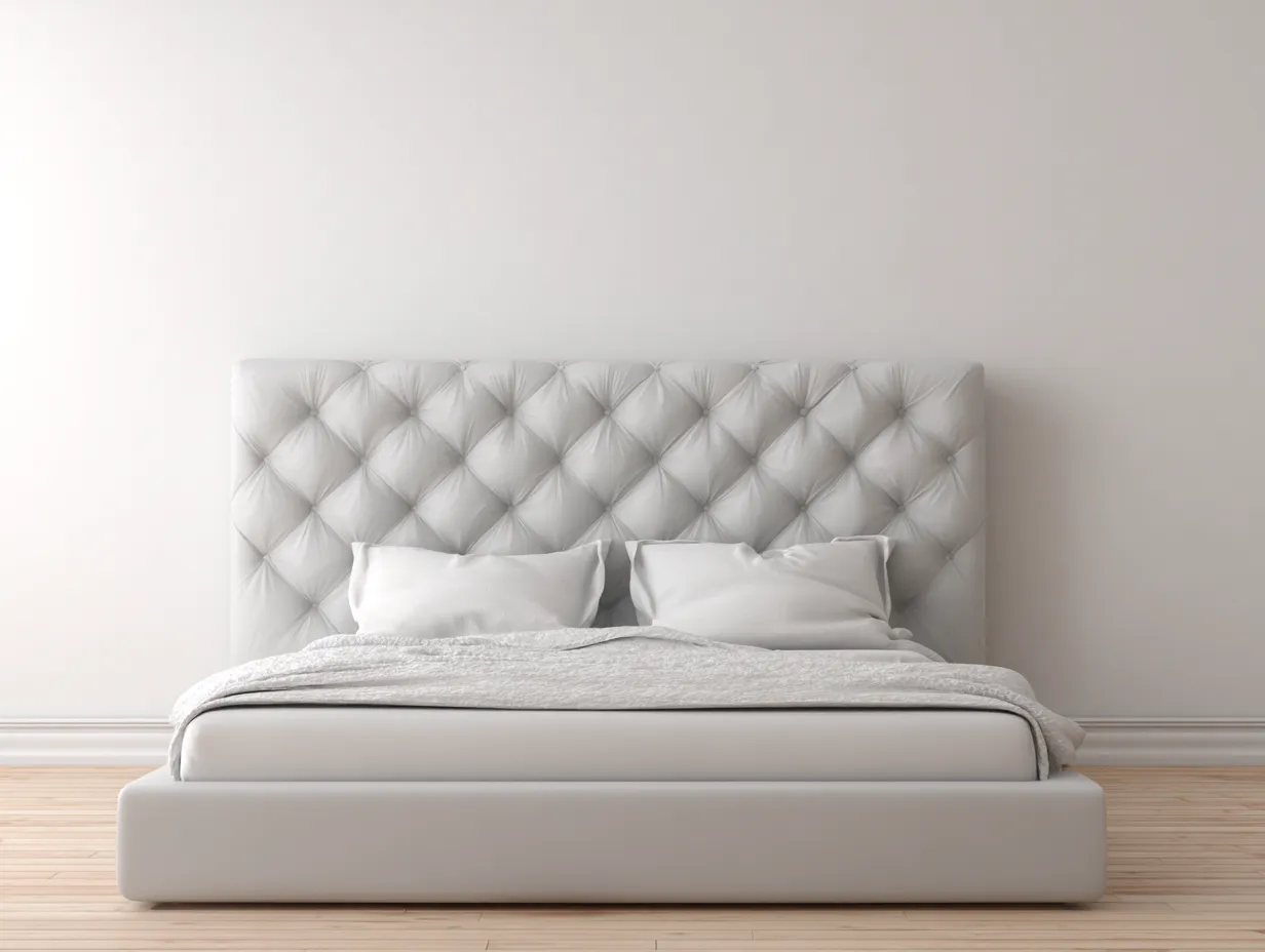 Cama doble tapizada 200x160x83cm - gris claro - estilo moderno con cabecero acolchado capitoné