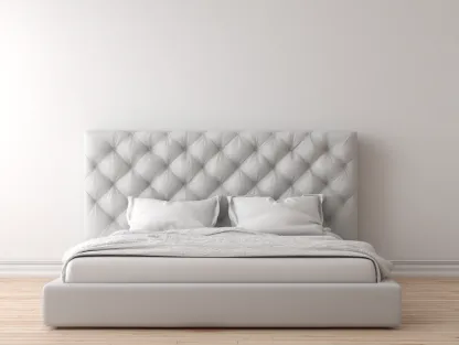 Cama doble tapizada 200x160x83cm - gris claro - estilo moderno con cabecero acolchado capitoné