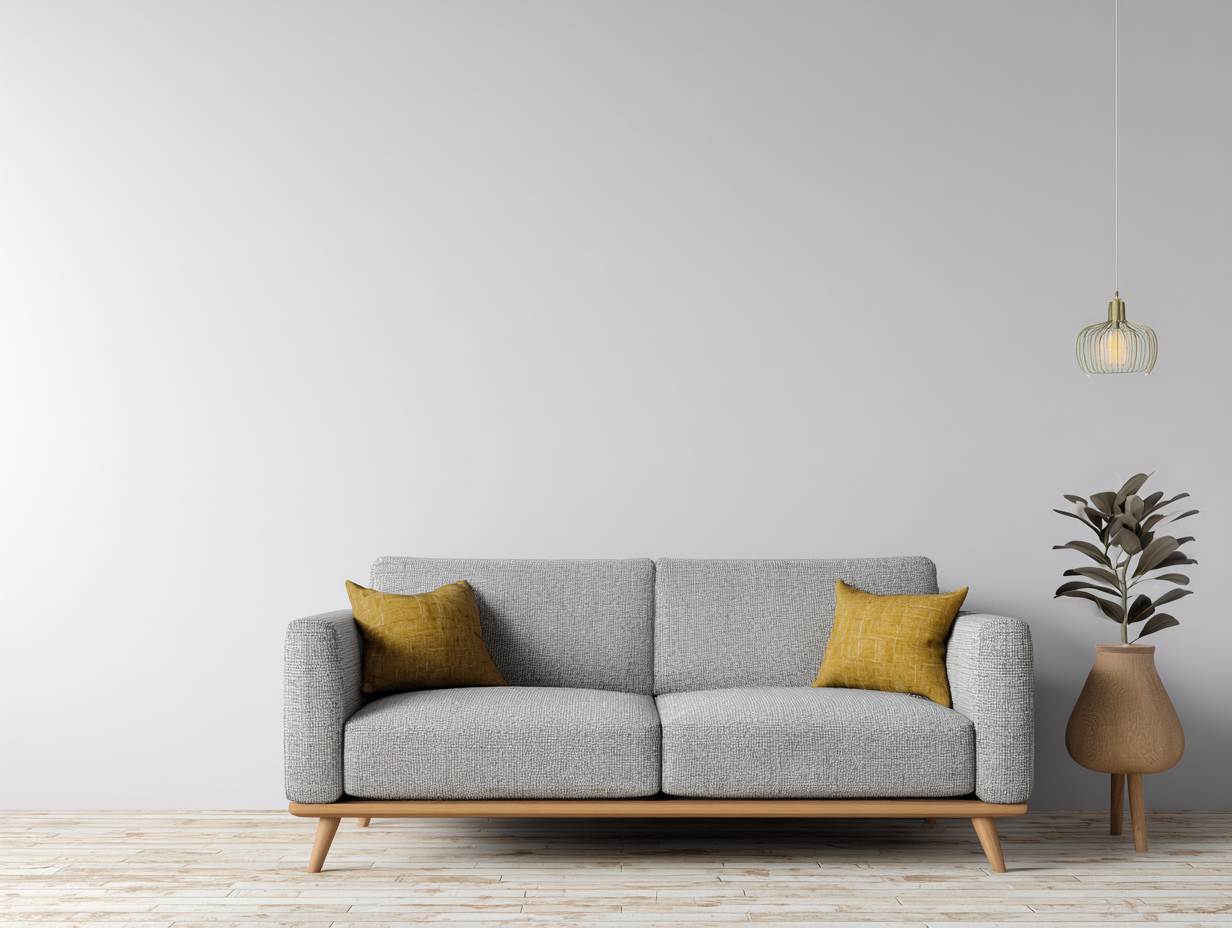 Sofá de 2 plazas tapizado en tela gris 150x85x80 cm - estructura de madera - estilo minimalista - listo para usar