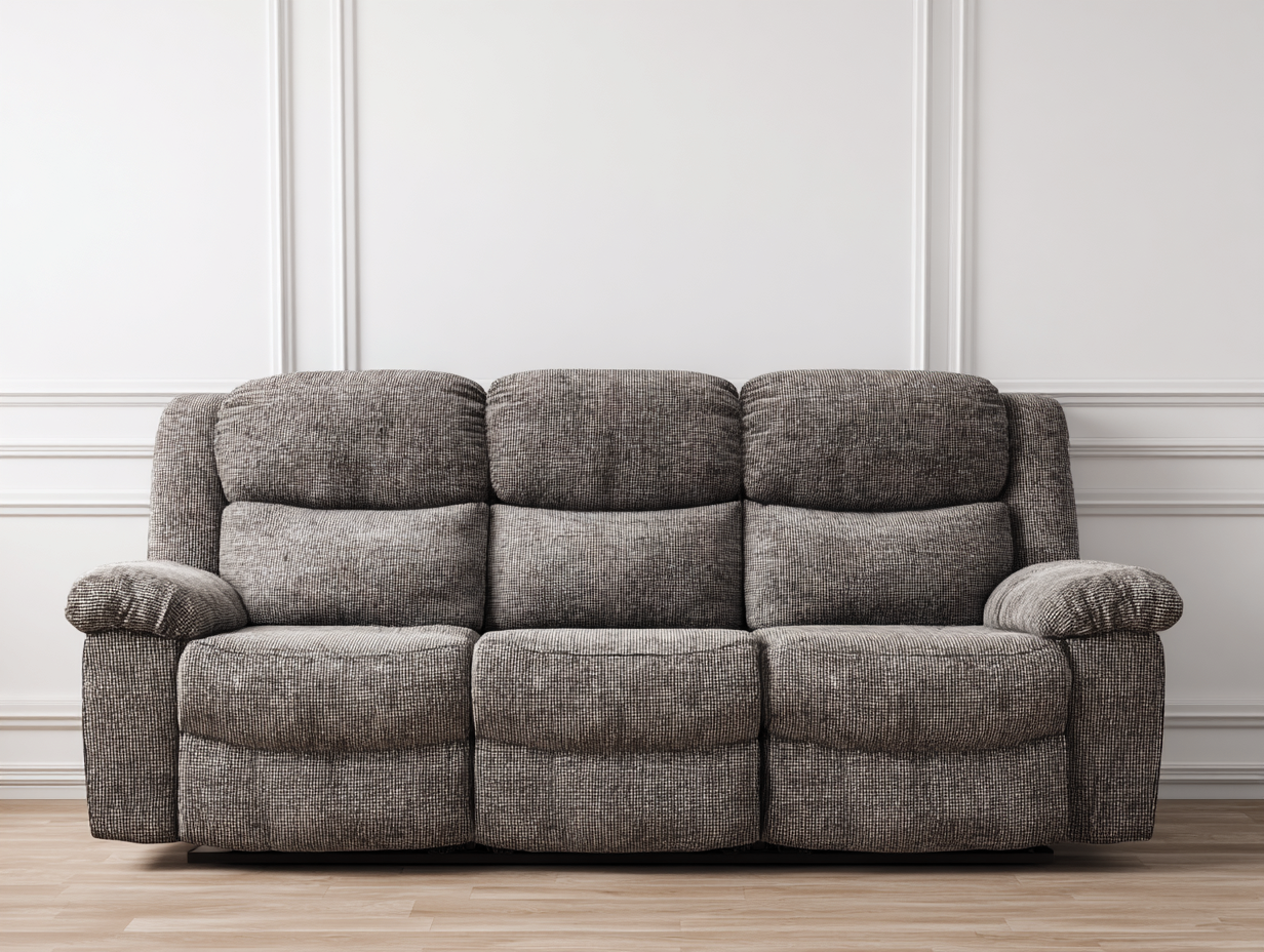 Sofá de 3 plazas en tela 210x98x105 cm - gris - estilo moderno acolchado