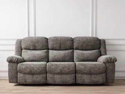 Sofá de 3 plazas en tela 210x98x105 cm - gris - estilo moderno acolchado