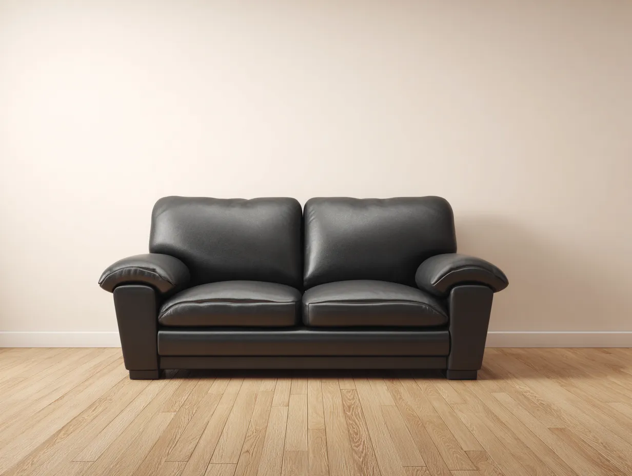 Sofá de dos plazas tapizado en piel sintética negra 165x95x90 cm - estilo moderno