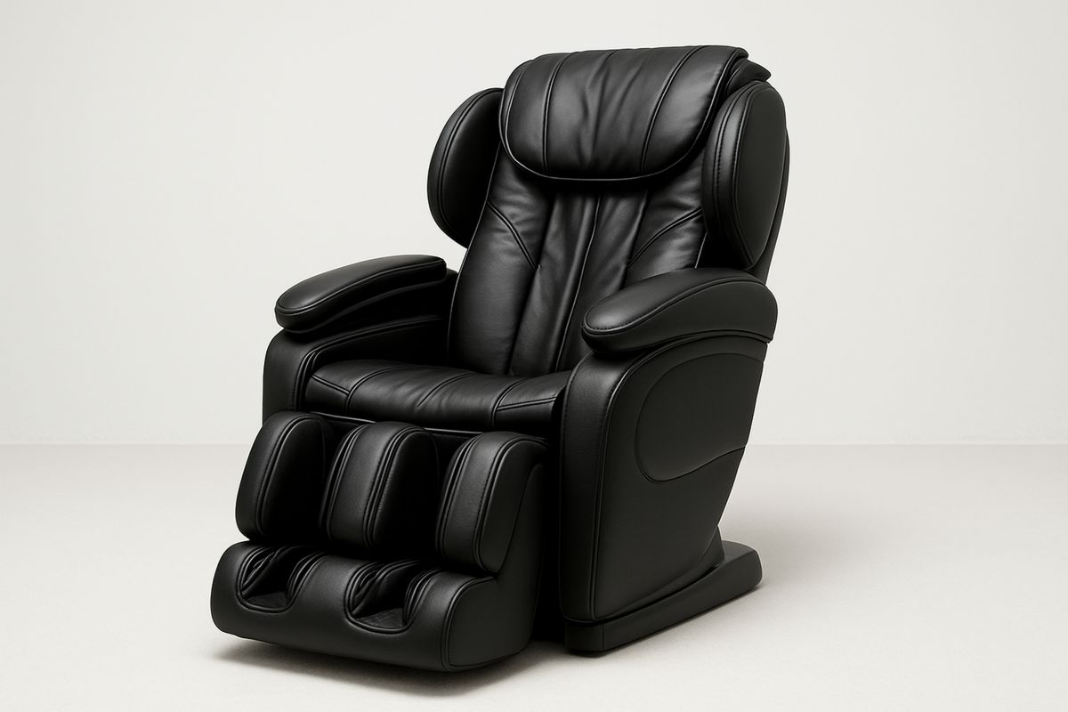 Massagesessel Kunstleder schwarz mit verstellbarer Rückenlehne 120x90x100 cm