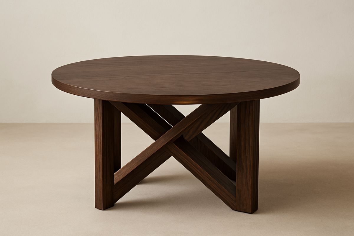 Runder Holztisch aus Nussbaum, 100 cm