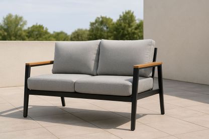 Garten Sofa Aluminium Grau mit Polyesterkissen