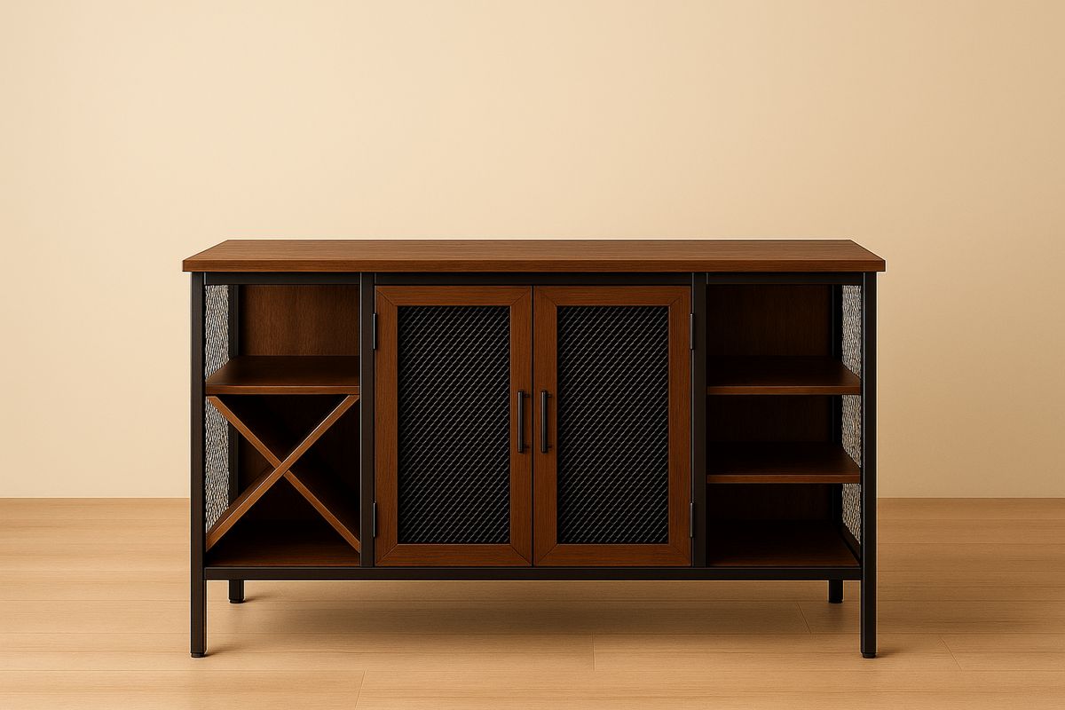 Sideboard Holz Metall Gittertür 120cm x 45cm x 80cm Braun Schwarz