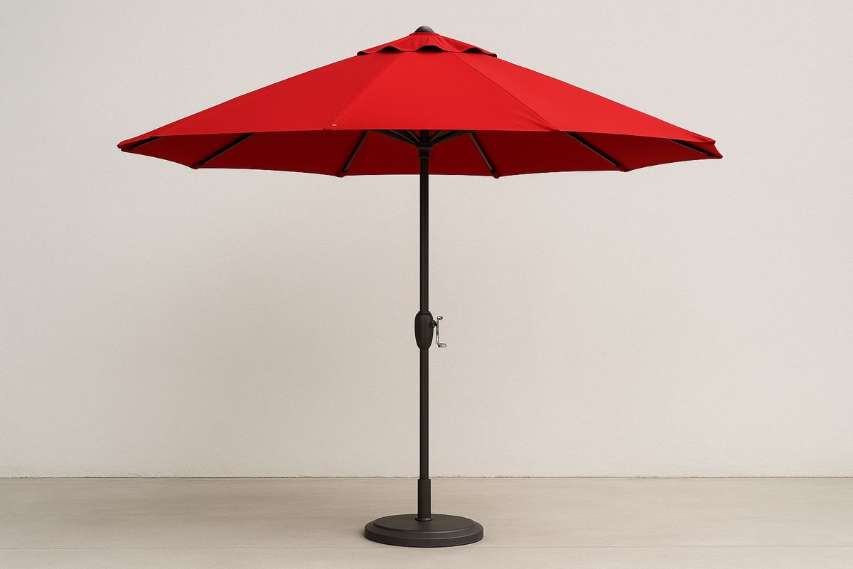 Roter Sonnenschirm Polyester Ø300 cm mit Kurbel