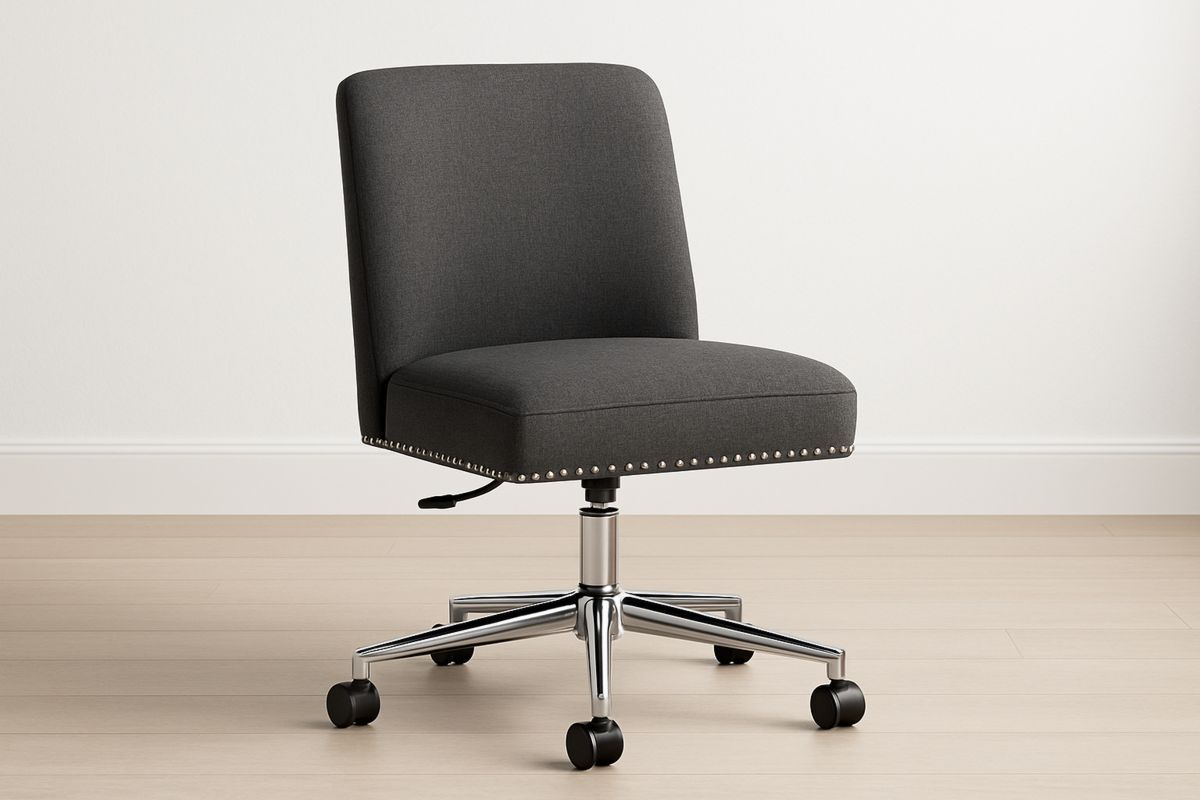 Bürostuhl aus Stoff Dunkelgrau Verstellbar mit Rollen