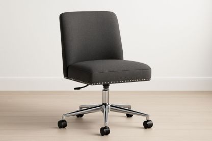 Bürostuhl aus Stoff Dunkelgrau Verstellbar mit Rollen