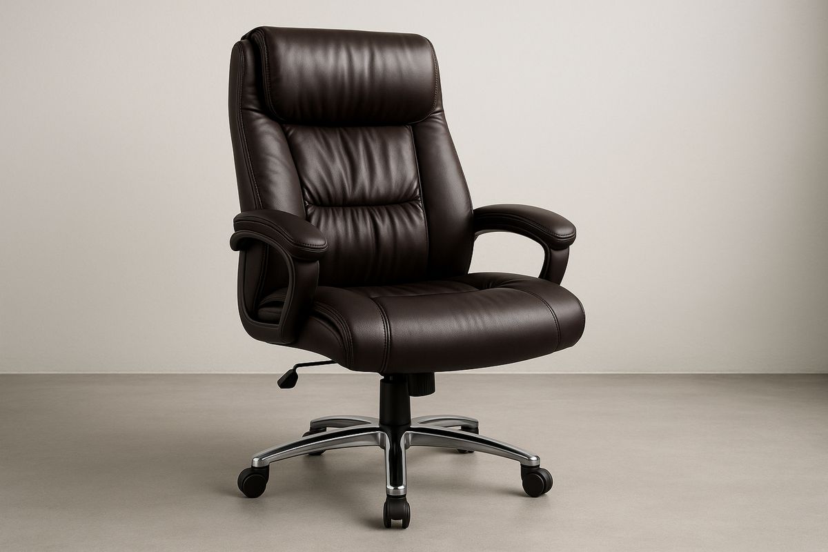 Bürostuhl Leder Braun Höhenverstellbar mit Rollen