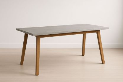 Esstisch MDF mit Zementoptik Tischplatte Massivholzbeine 200x90x75 cm