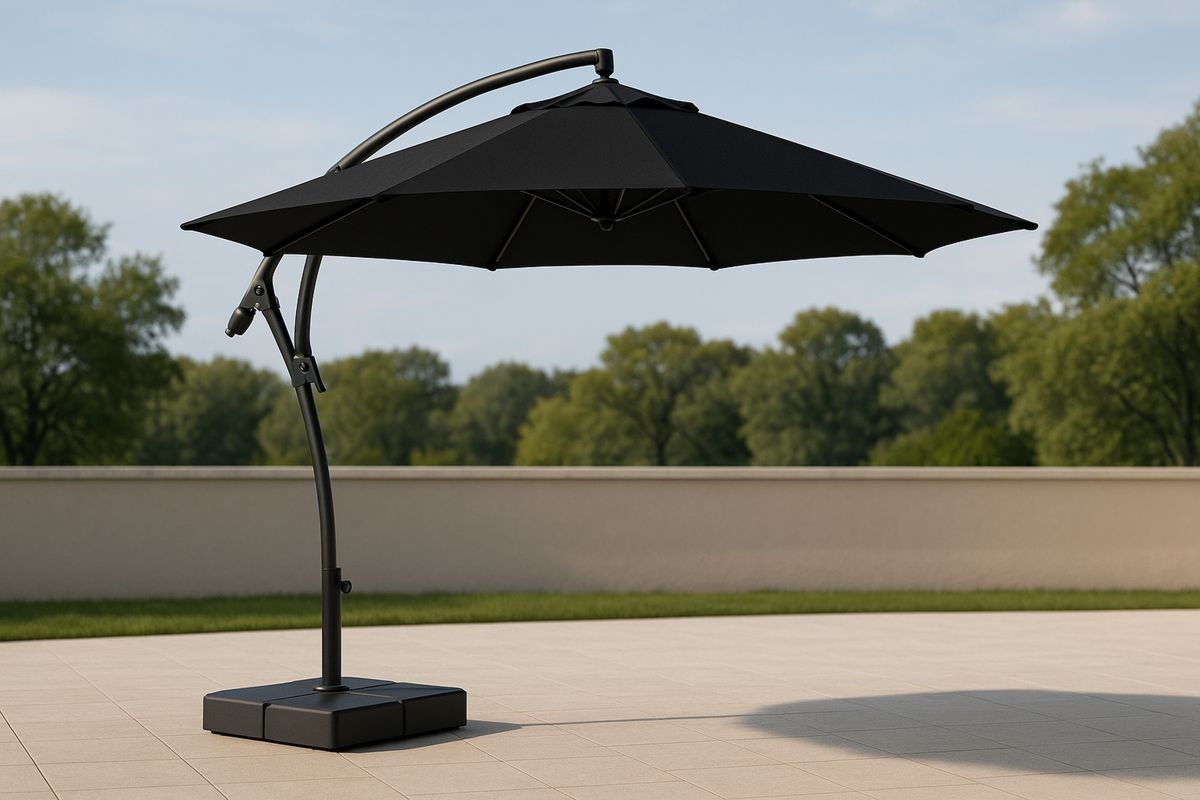 Aluminium Freistehender Sonnenschirm Ø300 cm Schwarz Polyester