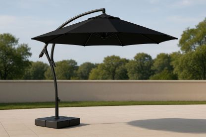 Aluminium Freistehender Sonnenschirm Ø300 cm Schwarz Polyester
