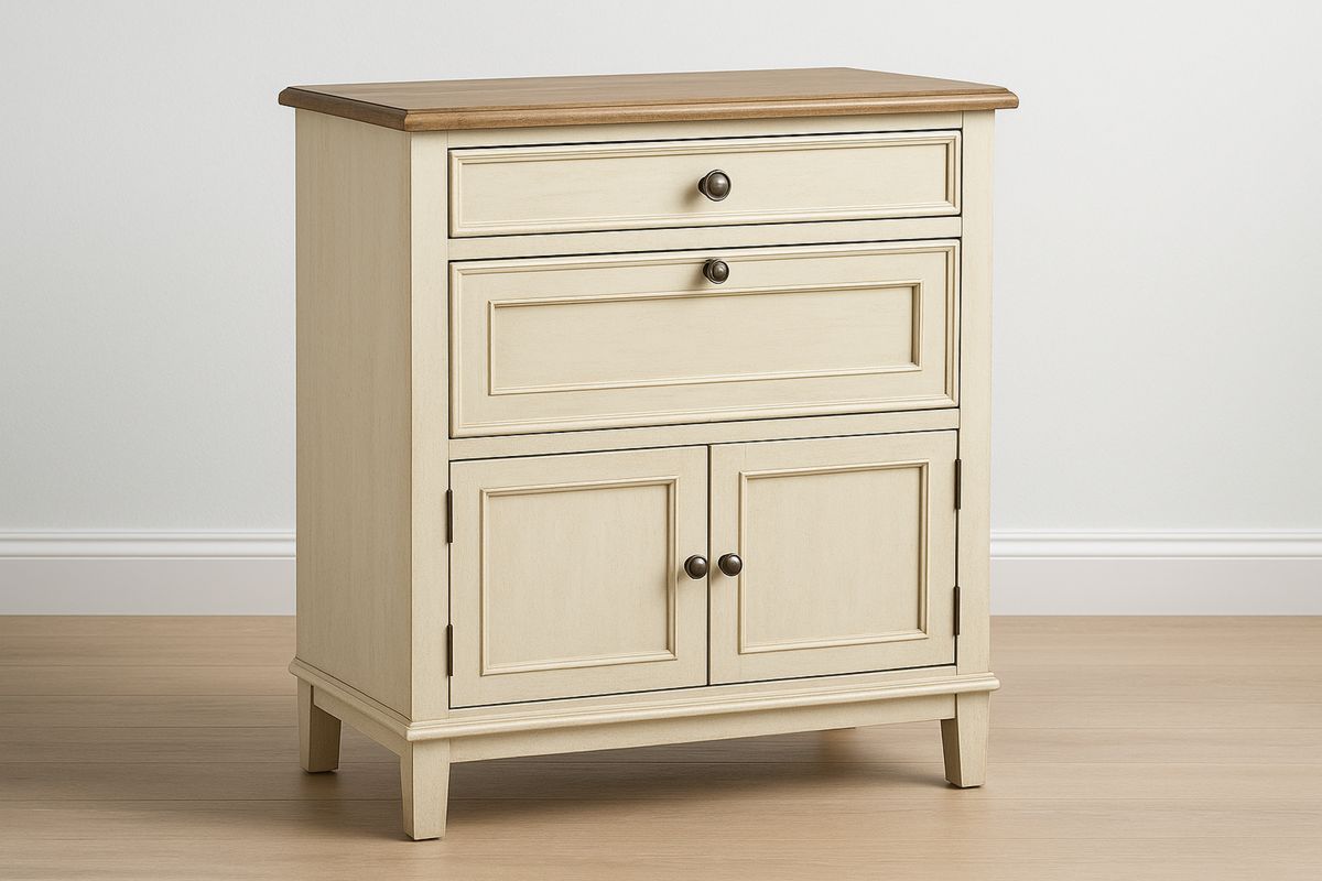 Holz Kommode mit Schubladen und Türen Beige/Braun